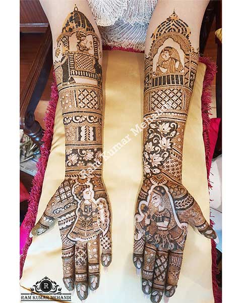 Hathphool finger mehndi design